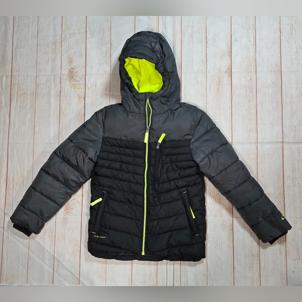 C9 by Champion Boy's Black, Gray and Neon Puffer Jacket • Small (6-7)